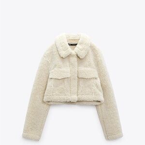 Cream Sherpa Cropped Jacket